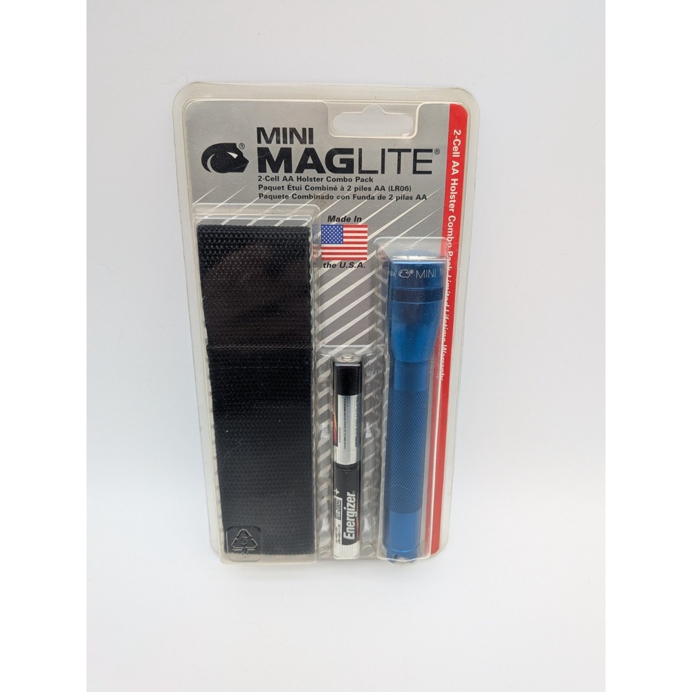 Mini MAGLITE 2-Cell AA Holster Combo Blue Vintage NOS